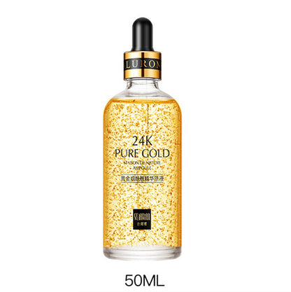 24K gold hyaluronic acid niacinamide facial essence deeply hydrating and moisturizing shrink pores brighten skin tone firming facial essence