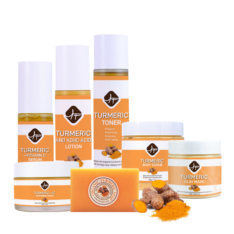 Turmeric Skin Care Product Set Clay Mask Facial Cleanser Face Cream Soap Essence Facial Scrub Lotion