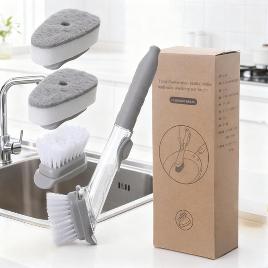 New Brush Pot Long Handle Cleaning Brush Kitchen Dishwashing Brush Dishwashing Sponge with Liquid Washing Brush