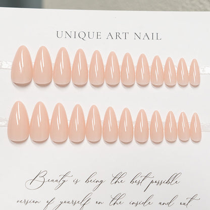 24Pcs/Set Nude Long French Almond Coffin Fake Nails | Pink Grey Brown Fall Winter Press-On Faux Ongles