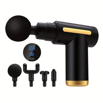 Portable digital fascia gun, convenient electric massager, six-speed adjustable LED display, silent and long-lasting