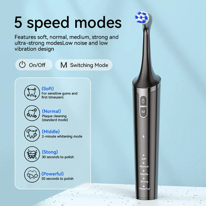 Portable Waterproof Electrical Tooth Brush 5 Modes 7 Polishing Heads Electric Toothbrush Oral Cleaning Care Dental Beauty Device