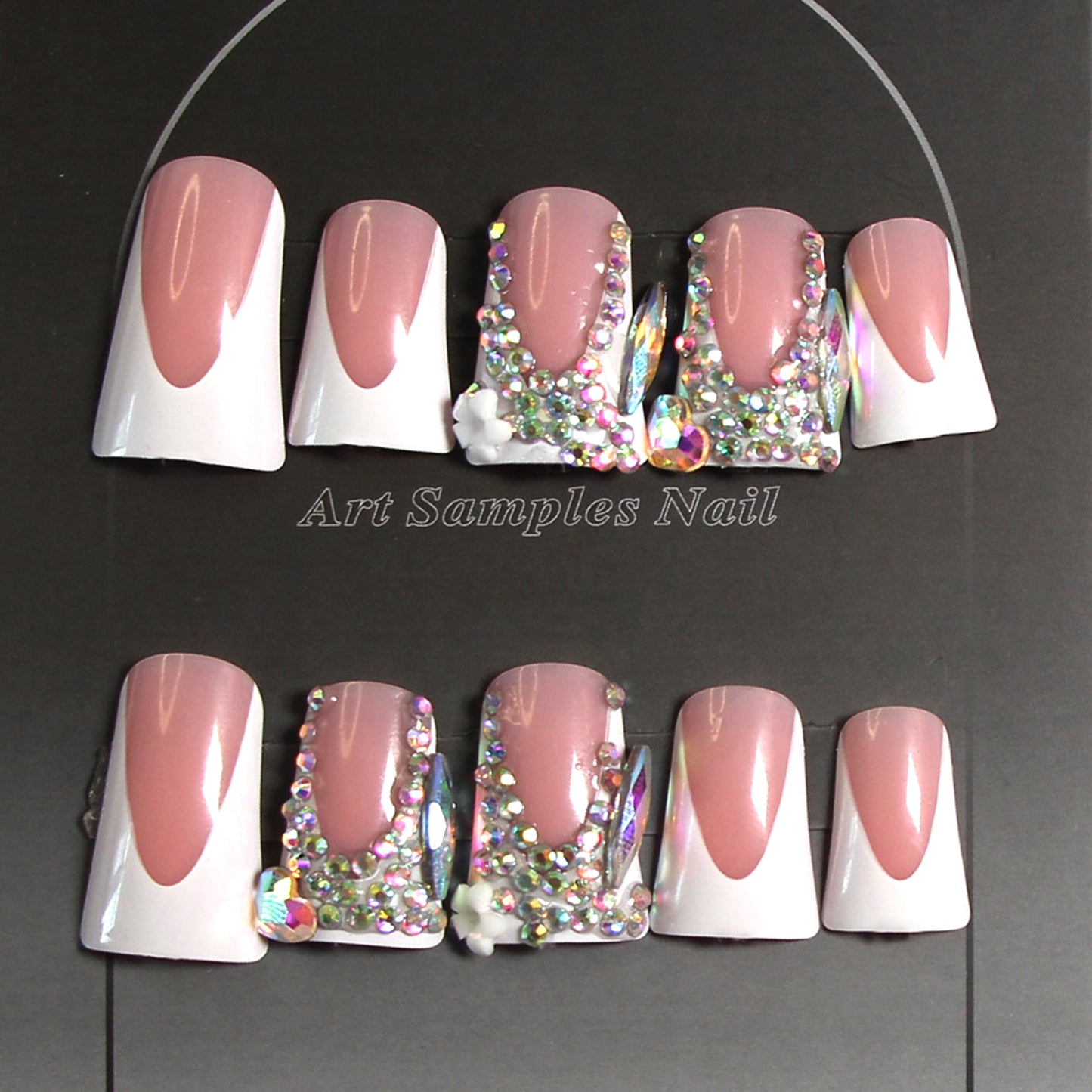 8-piece short duckbill handmade nail art, artistic wearable nails, whitening short nails, finished nail pieces