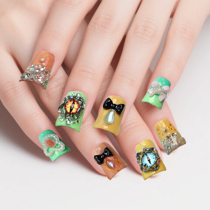 Smart color nail art: cat-eye bow playful time