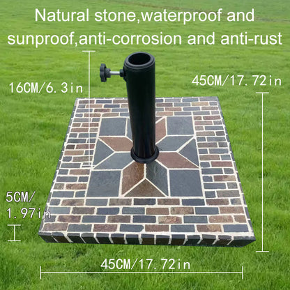 Outdoor Natural Stone Square Umbrella Base | Mosaic Handmade Collage Design | Patio Furniture Outdoor Furniture | Fashion Vintage Garden Furniture