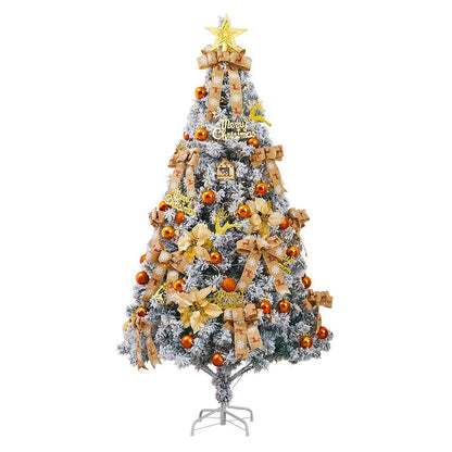 Flocked Christmas trees feature a realistic appearance. They are easy to assemble and are perfect for indoor decoration, adding a festive touch and a full sense of festivity.