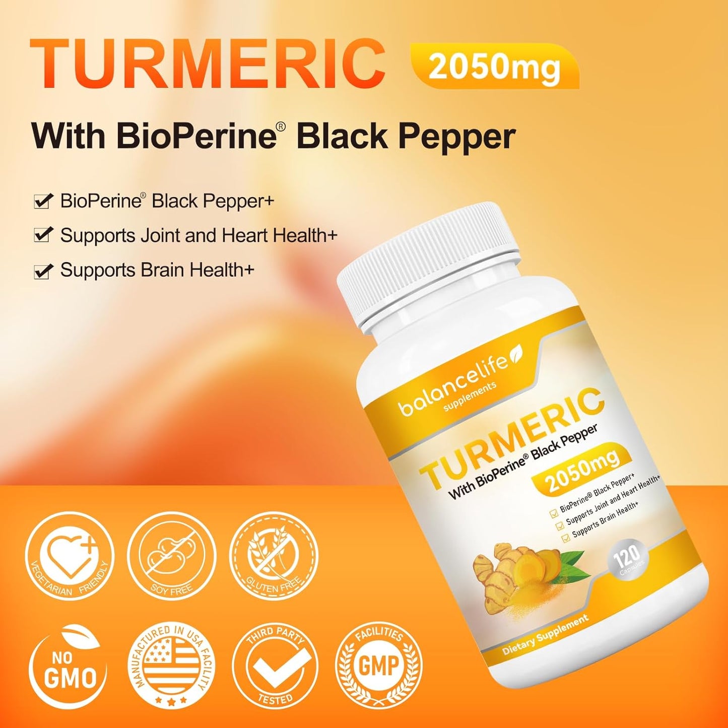 Natural organic turmeric supplements with pure ingredients and no additives promote joint health, comfort and mobility.