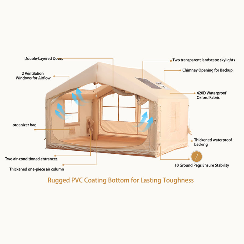 5-8 PERSON TENT Inflatable Tent for Camping | Ultra-Quick Setup Blow Up Tent | 80.73 Square Feet 4 Season Inflatable Tent with Stove
