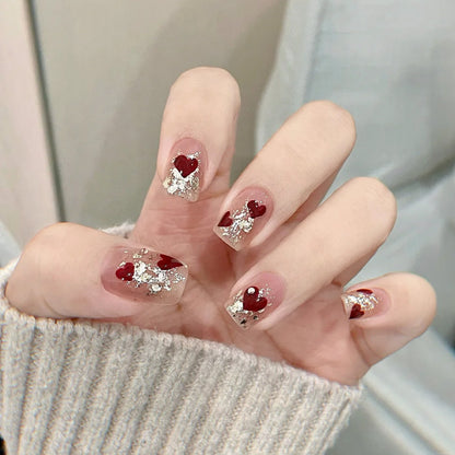 24-Piece Medium-Long Shiny Rhinestone Wearable Nails | Instagram-Trending Sparkle Nail Art