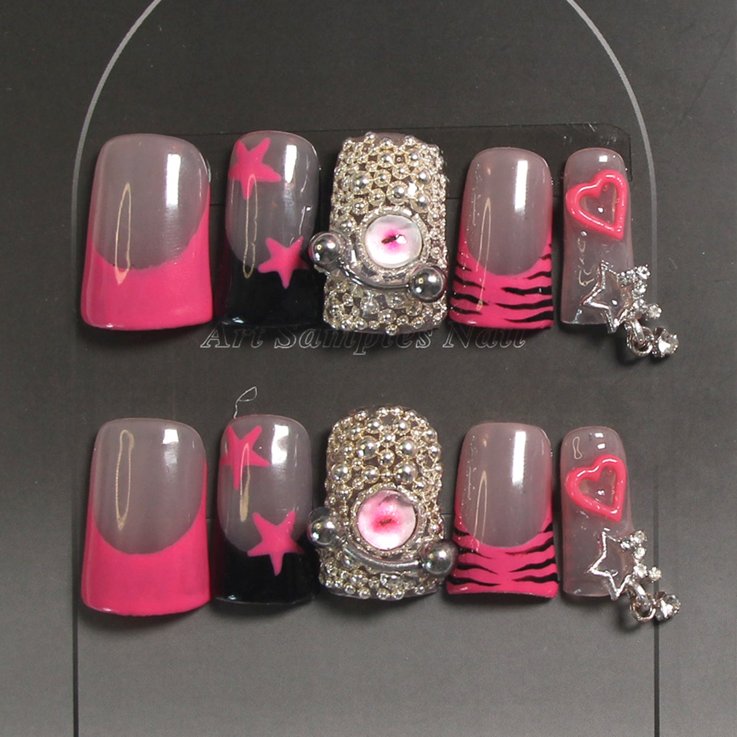 8-piece short duckbill handmade nail art, artistic wearable nails, whitening short nails, finished nail pieces