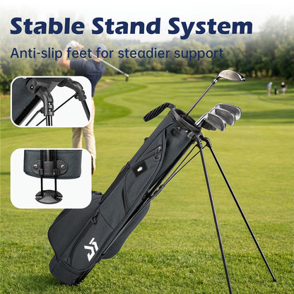 Lightweight Golf Stand Bag – 3-Way Divider with Cooler Pocket – Holds 6–8 Clubs – Unisex – Portable Bag for Driving Ranges and Par-3 Courses