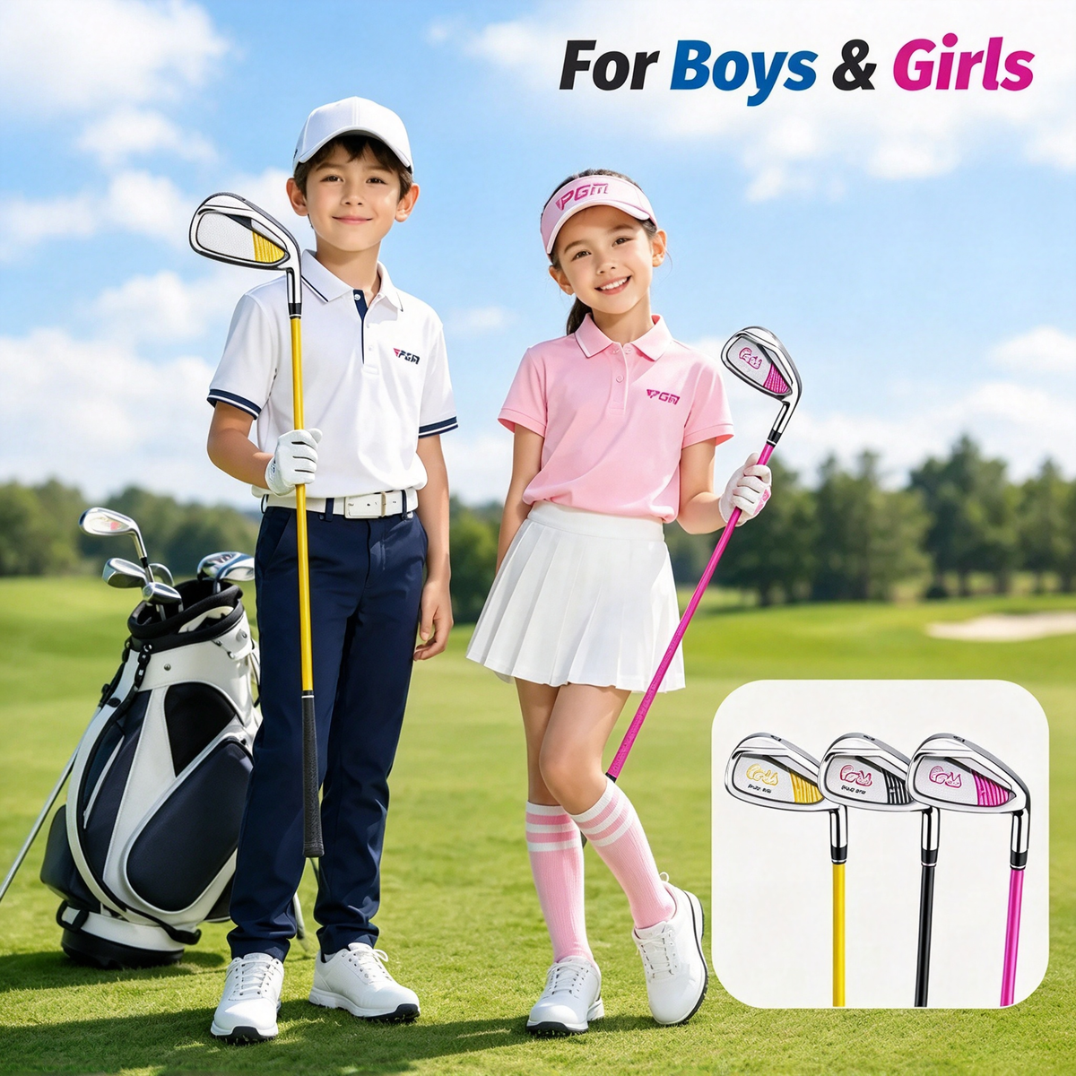 Golf Club Boys And Girls #7 Iron Children'S Beginner Practice Lightweight Carbon Club Height Elastic Carbon Rod