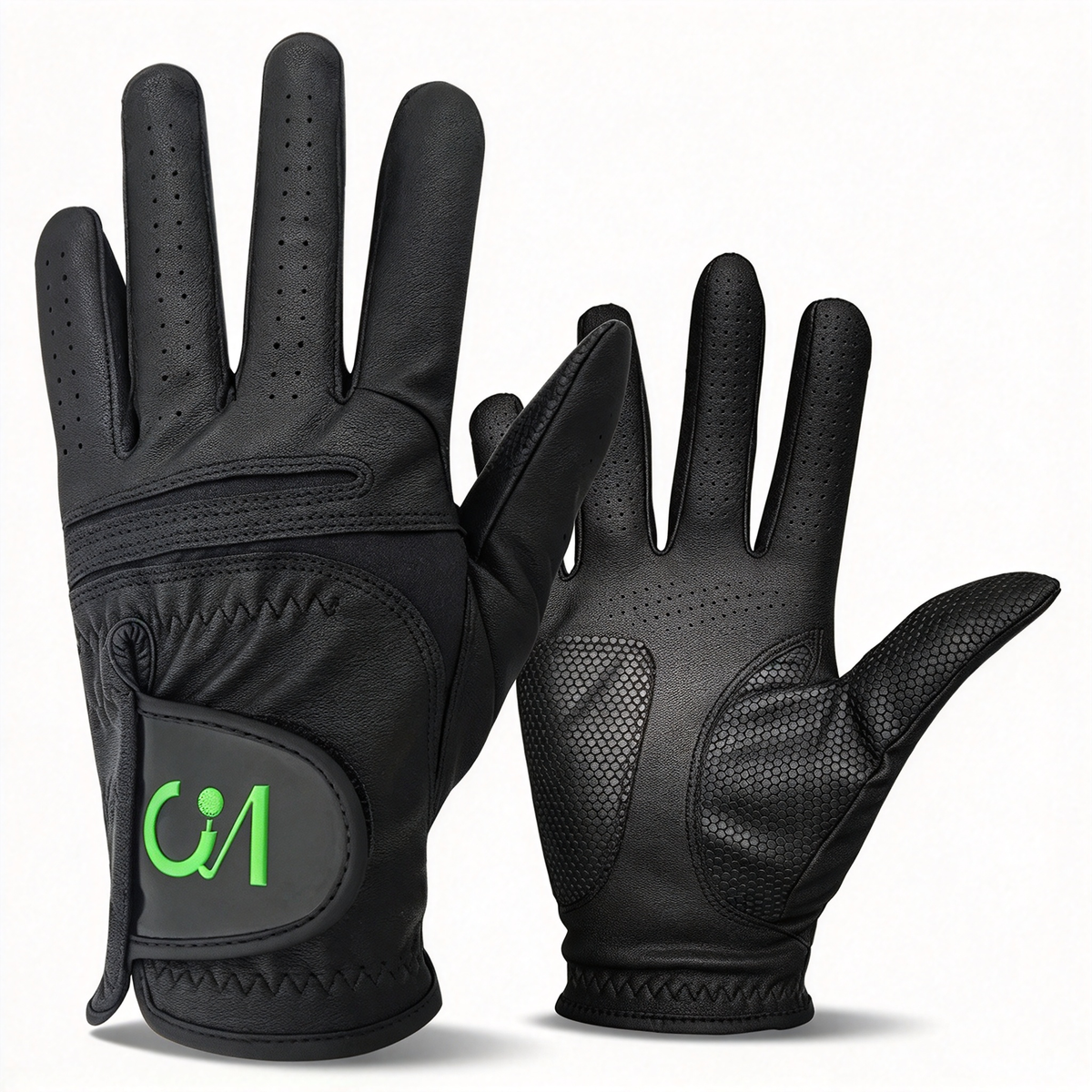 1 PU Leather High Performance Golf Glove All Weather - Black - Left/Right