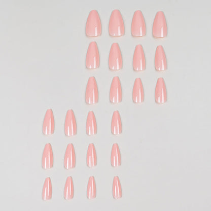 24Pcs/Set Nude Long French Almond Coffin Fake Nails | Pink Grey Brown Fall Winter Press-On Faux Ongles