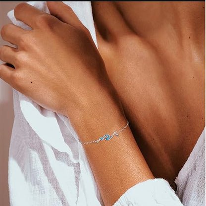 Fashion Blue Wave Geometry Bracelet Charm Women's Bracelet Travel Beach Party Exquisite Jewelry Birthday Gift