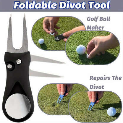 7-piece men's golf accessory set, new golf cleaning kit:  Towel, Pouch, Brush, Level, Score Counter, Tee Tool
