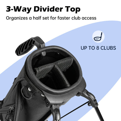 Lightweight Golf Stand Bag – 3-Way Divider with Cooler Pocket – Holds 6–8 Clubs – Unisex – Portable Bag for Driving Ranges and Par-3 Courses