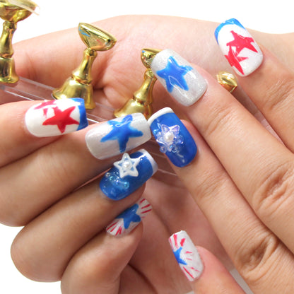 Independence Day Exclusive Handmade Wearable Fake Nails | Factory Direct Patriotic Nail Art