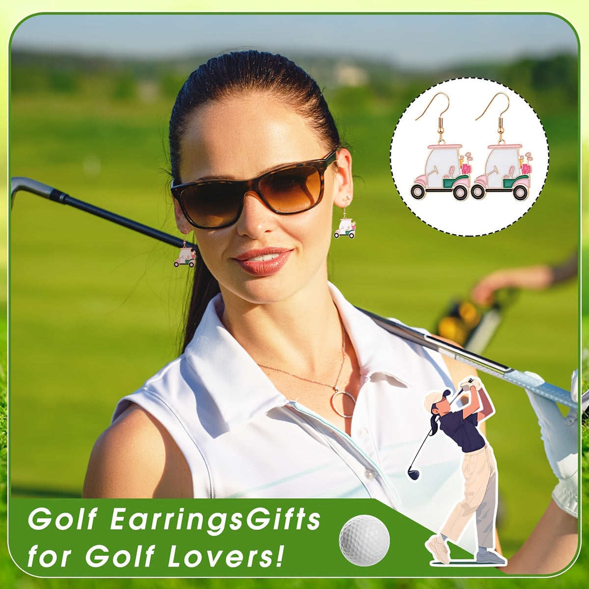 Women's Earrings, 6 Pairs | Golf Game Earrings as a Gift