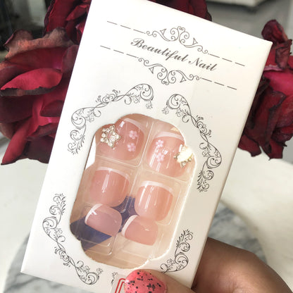 Pink nail stickers, star flowers and diamonds for romantic decoration