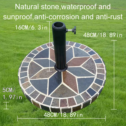 Colorful Collage Stone Round Umbrella Base | Artistic Base for Garden & Terrace Shading | Mosaic Handmade Collage Design | Patio Furniture Outdoor Furniture