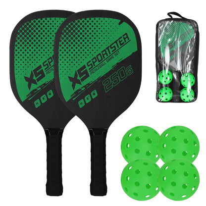 Pickleball Paddle Set of 2 | 4 Pickleballs Included - Sports Accessory Kit