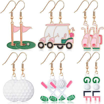 Women's Earrings, 6 Pairs | Golf Game Earrings as a Gift