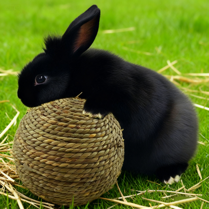 6CM Pet Chew Toy Natural Grass Ball | Rabbit Hamster Guinea Pig Tooth Cleaning Supplies