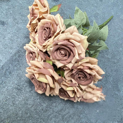 Retro-Style Wine Red Artificial Rose Bouquet | European-Style Floral Decor | Wedding Room Tabletop Decoration with Multi-Color Accents