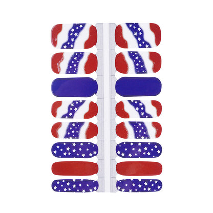 16 - piece Stripe Nail Stickers for American Independence Day, In - stock American - style Nail Decals