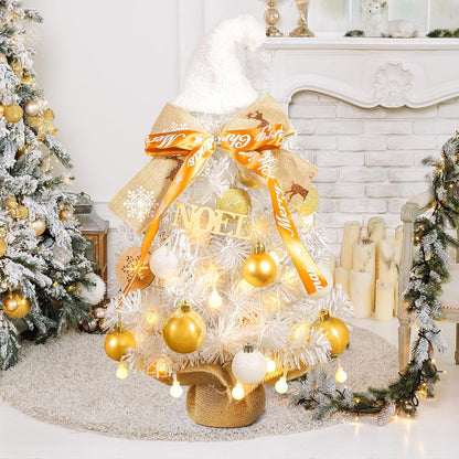 The 22-inch small Christmas tree has soft lighting with adjustable brightness. It is battery-powered and is suitable for indoor decoration, especially for bedroom decoration.