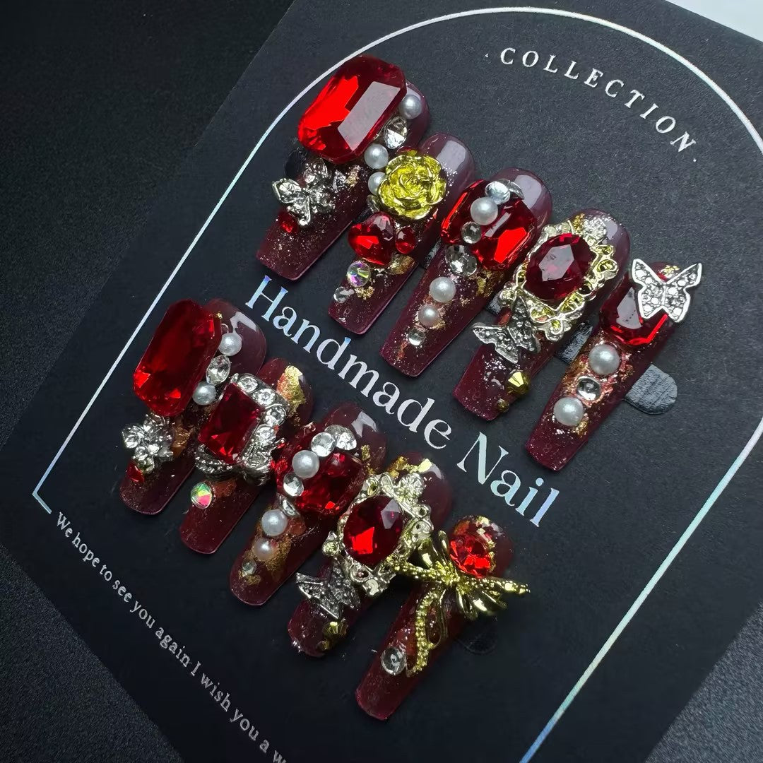 Wearable Nails Pure Handmade Nail Pieces Factory Wholesale Cross-border European American Japanese Korean Women's High-end Nail Art DIY Jewelry Patches