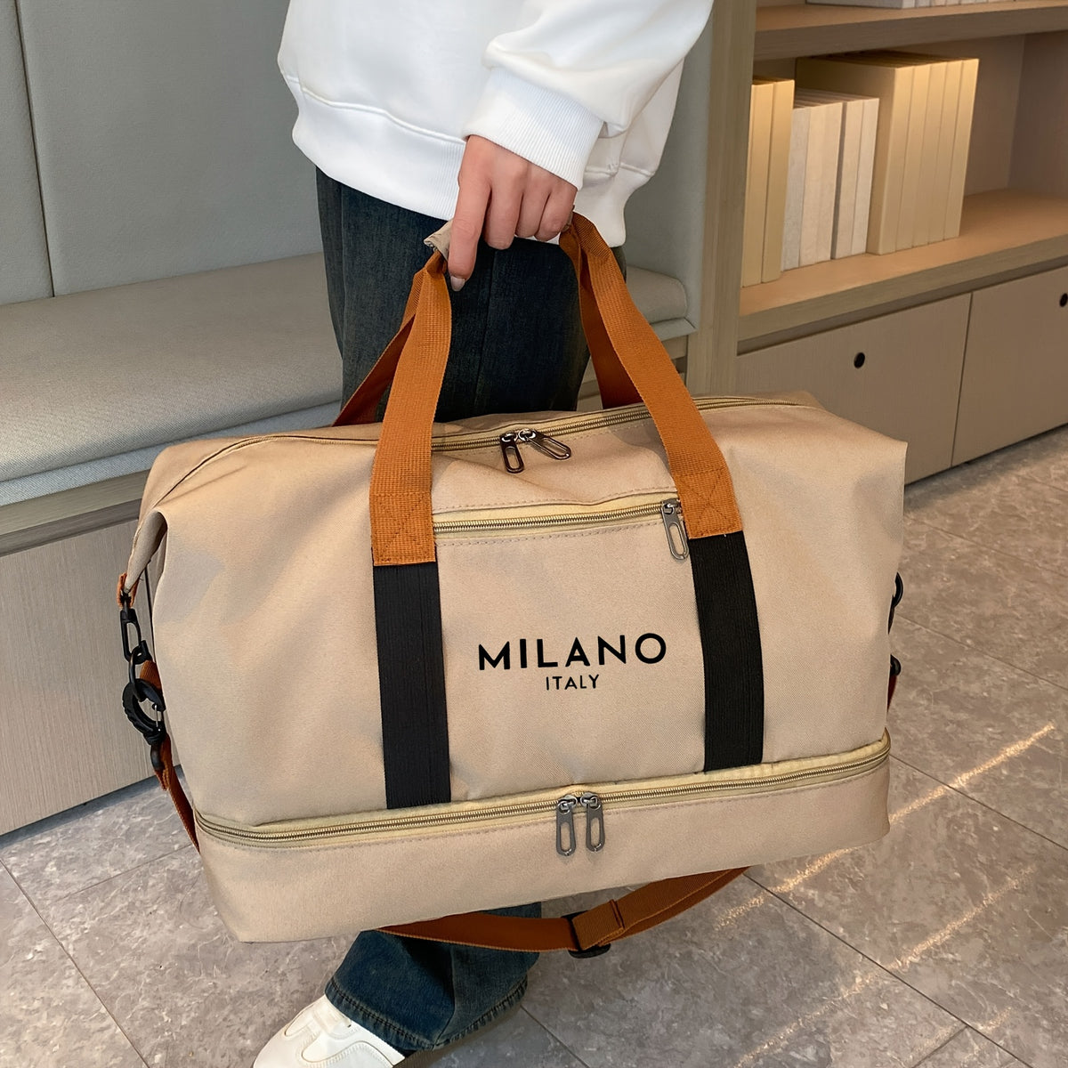 Stylish Color-Block Handbag/Shoulder Bag/Crossbody Bag – Large-Capacity, Versatile, and Lightweight Travel & Fitness/Sports Bag for Men and Women
