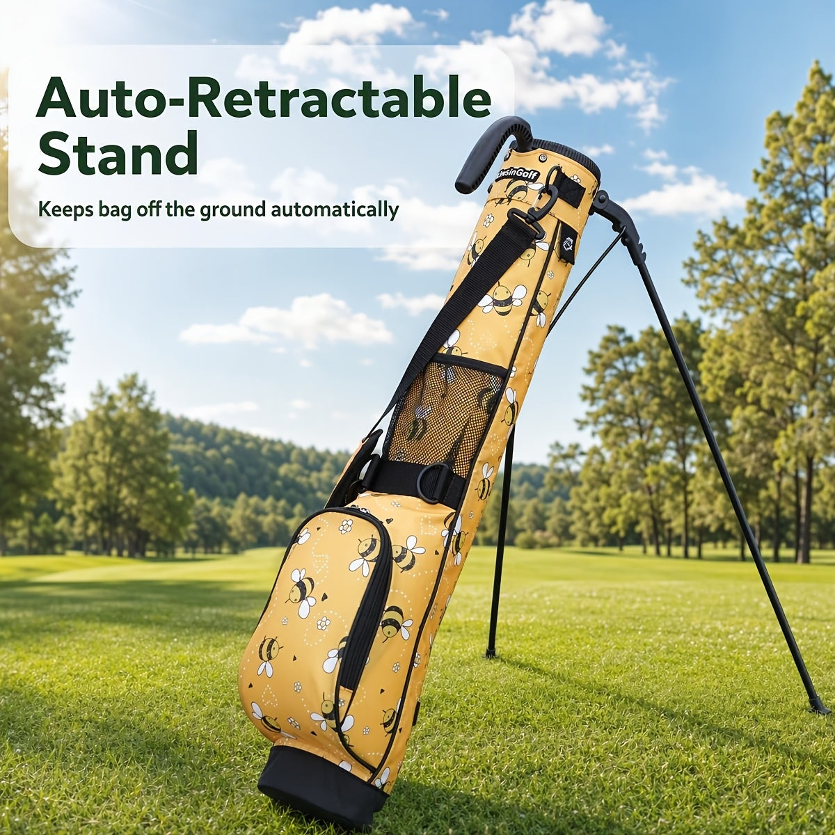 Lightweight | Unisex Golf Stand Bag Featuring a Retractable Stand to Secure Clubs | A Compact Design Suitable for Course Use.