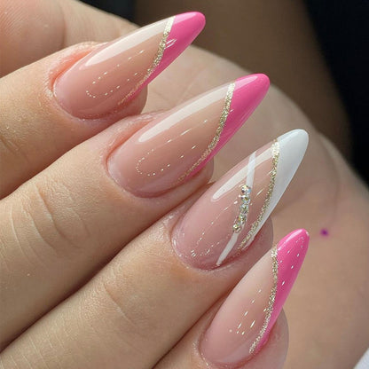 24-Piece European & American Style Almond-Shaped Short Brown Minimalist Wearable Nails | Elegant Modern Nail Art