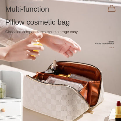 Luxury Portable and Versatile Pillow Large Capacity Cosmetic Bag Travel CosmeticsPUPackage Buggy Bag