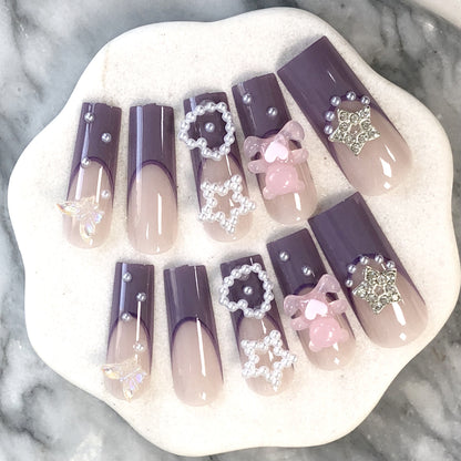 3-piece Set Glamour-Focus Nail Set! Eye-catching Colors and Creative Decorations Create a Street-fashion Model