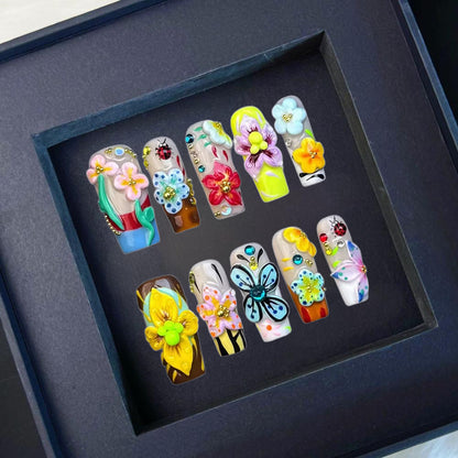 Handmade Wearable Nails | High-End Spring-Summer Long Nail Tips | European-American Ins & TK Trendy Style