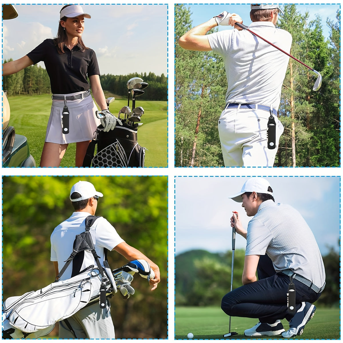 7-piece men's golf accessory set, new golf cleaning kit:  Towel, Pouch, Brush, Level, Score Counter, Tee Tool