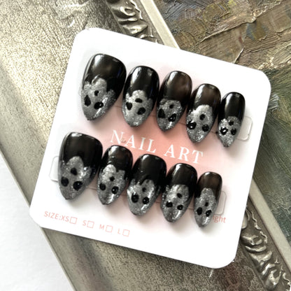 Halloween Dark Silver Ghost Nail Sticker Wearable Nails | Spooky Shiny Festive Nail Art