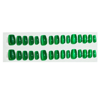 24pcs/30pcs short square ballet fake nails for women cat eyes glitter green blue purple pink shinny nail tips press on nail art