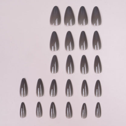 24Pcs/Set Nude Long French Almond Coffin Fake Nails | Pink Grey Brown Fall Winter Press-On Faux Ongles