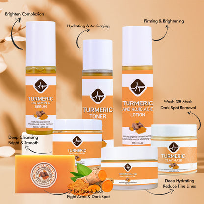 Turmeric Skin Care Product Set Clay Mask Facial Cleanser Face Cream Soap Essence Facial Scrub Lotion