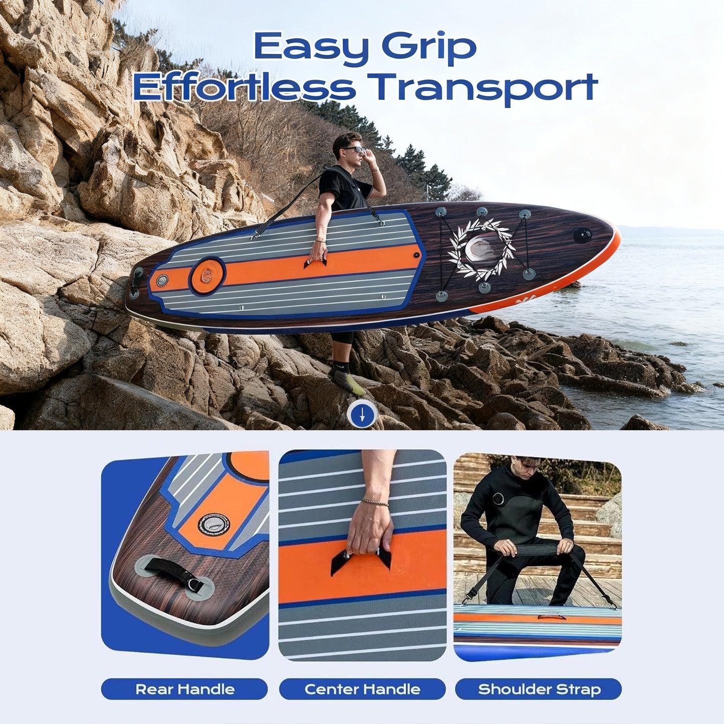 EXTRA WIDE INFLATABLE PADDLE BOARD | 11'×34"×6" DIMENSIONS | STAND UP PADDLE BOARD FOR ADULTS | SUP ACCESSORIES | CAMERA MOUNT