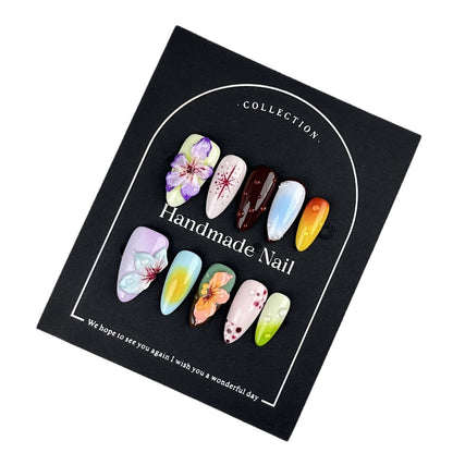 Original 3D Wearable Nails | European-American Almond-Shaped Nail Tips | Pure Hand-Carved Nail Art