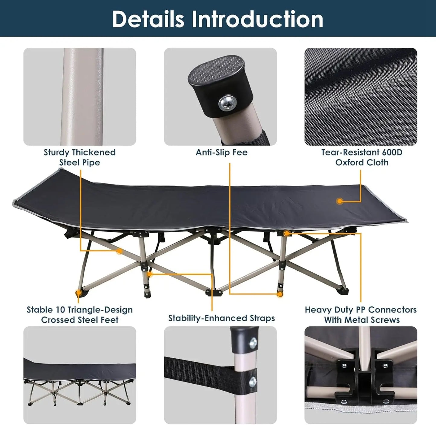 Foldable Portable Bed | Outdoor Garden Lounge Chair with Pearl Foam Mattress