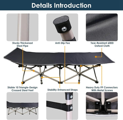 Foldable Portable Bed | Outdoor Garden Lounge Chair with Pearl Foam Mattress