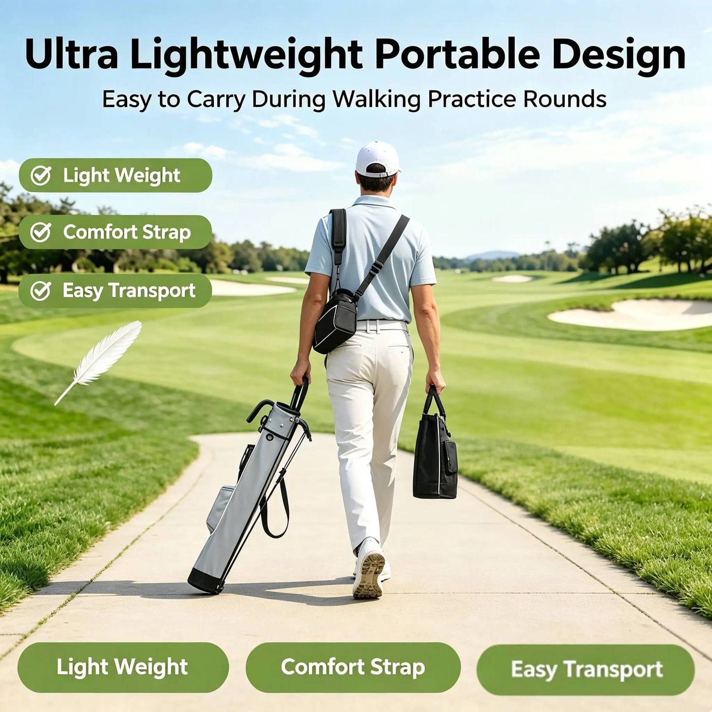 Lightweight Golf Club Bag With Bracket Golf Gun Rack Bags, Waterproof Golf Stand Carry Bag