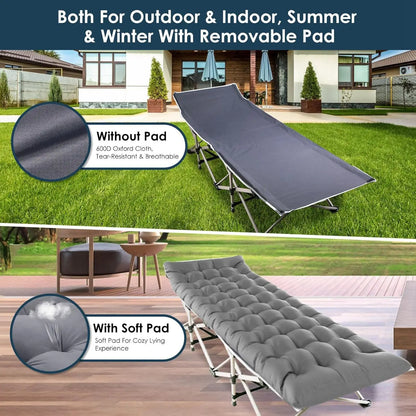 Foldable Portable Bed | Outdoor Garden Lounge Chair with Pearl Foam Mattress