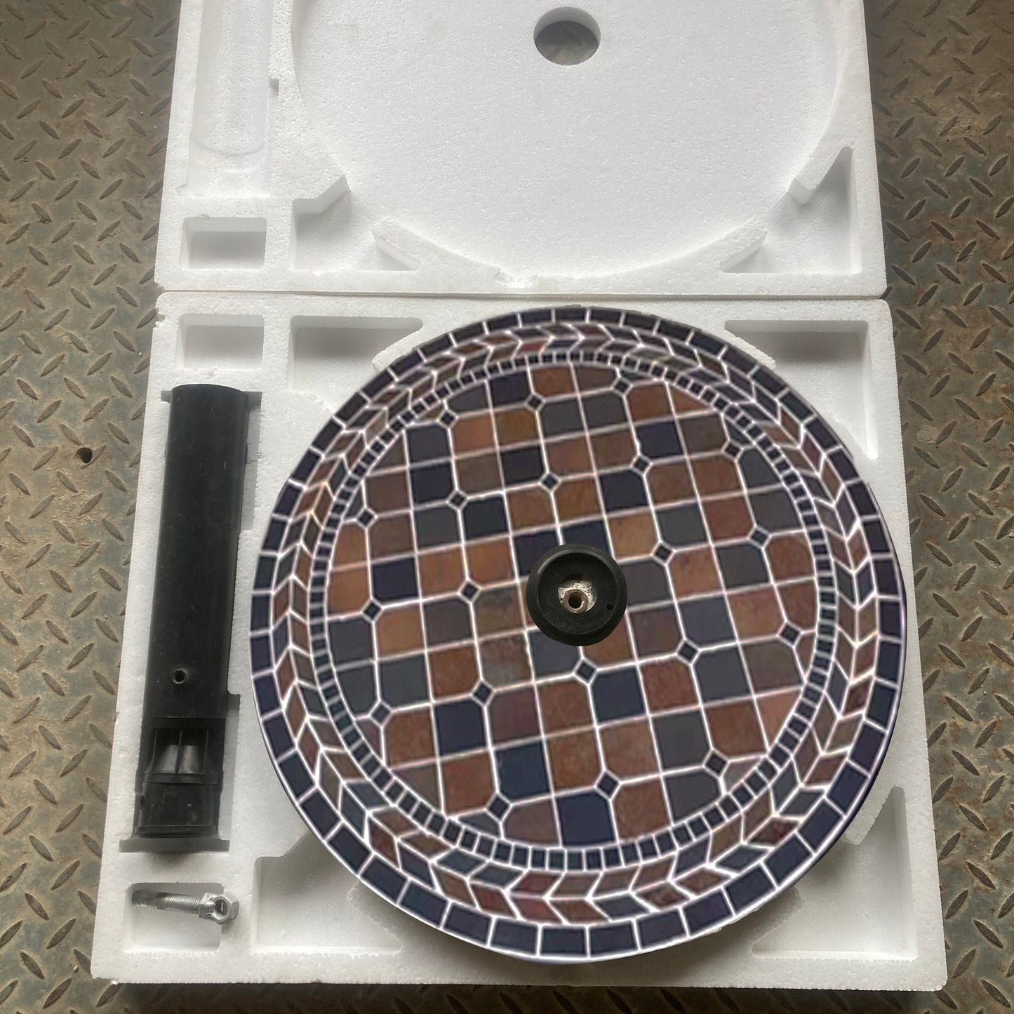 Colorful Collage Stone Round Umbrella Base | Artistic Base for Garden & Terrace Shading